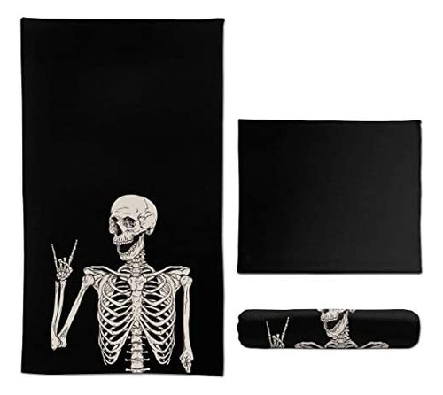 Toalla Ouqiuwa Soft Rock And Roll Skeleton Skull Boho Hippie