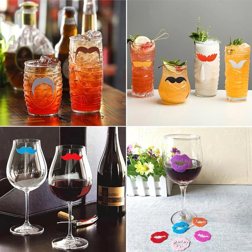 Marcadores De Copas De Vino De Silicona Para San Valentn Con