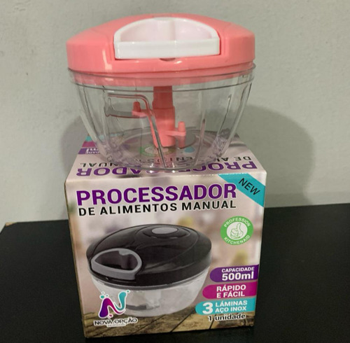 Mini Processador De Alimentos 500ml Com 3 Lâminas Inox