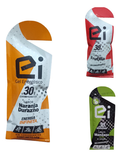 Gel Energético Ei X 18u. Sabor. Naranja-frutilla-manzana)