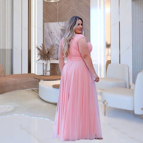Vestido Festa Marsala Plus Size Madrinha Luxo Brilho