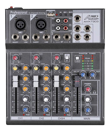 Profesional El Mezclador De Audio2000 Amx7303- Cuatro Canale