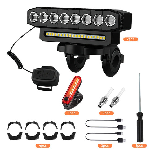 Bicicleta Luz Recargable Usb 6000 Lúmenes Impermeable Led