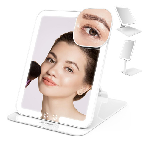 Mocado - Espejo De Maquillaje Led Plegable De Viaje, 8 X 6 P