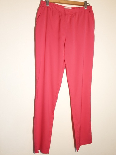 Pantalon Rosa Chicle Palazzo Corte Recto Y Bolsillos Talla S