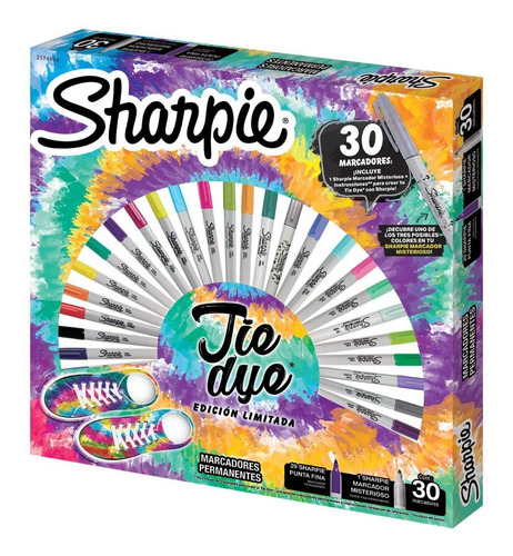 Imagen 3 de 6 de Ruleta 30 Marcadores Sharpie Tie Dye Con Marcador Misterioso