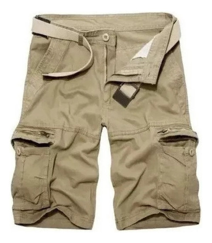 Pantalones Cortos Cargo Para Hombre Con Cinturón, Militar,23