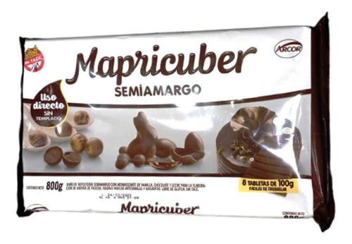 Chocolate Mapricuber Tableta Semi Amargo X800gr V. Urquiza