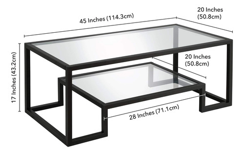 Mesa Auxiliar De Cristal Moderna Geométrica Color Negro