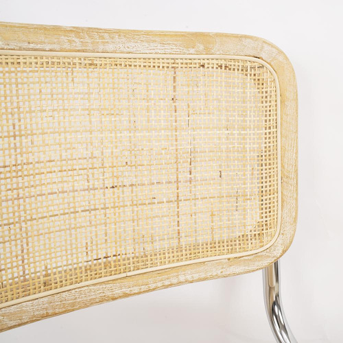 Silla Natural/beige Rattán Y Madera Bauhaus