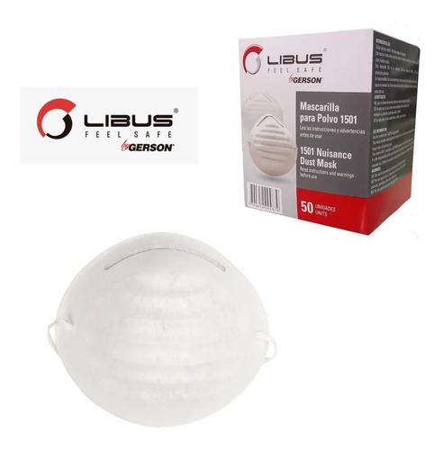 Imagen 1 de 3 de Mascarilla Descartable Libus 1501 Polvos Barbijo Caja X 50