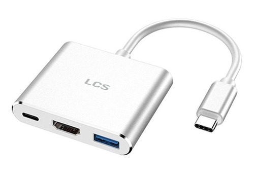 Imagen 2 de 3 de Hub Adaptador Usb-c 3 En 1 Hdmi 4k Usb-a Usb-c Pc Mac Lcs