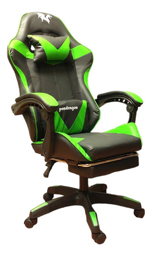 Silla Gamer 730-5 Verde Reclinable 135° Reposapies Ajustab