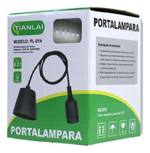 Portalampara Socket Conector Receptaculo Negro Base E27