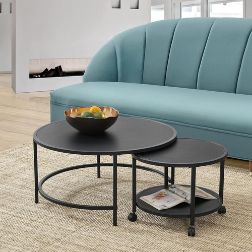 Set De 2 Mesa De Centro Minimalista De Madera 80 Con 47cm