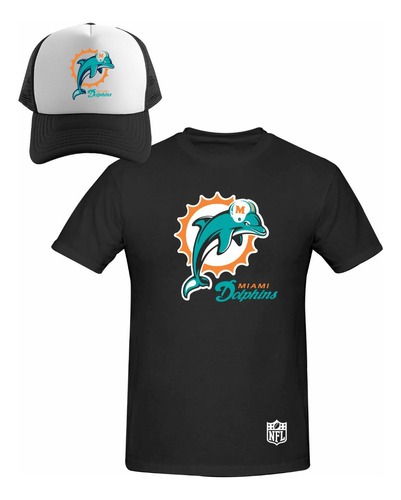 Kit Playera + Gorra Sublimada Mod Miami Dolphins Nfl