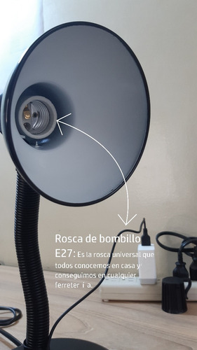 Imagen 7 de 7 de Lampara Escritorio Mesa Cuello Flexible + Bombillo