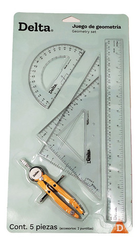 Juego De Geometria Delta Con Compas De Precision 1 Pzs