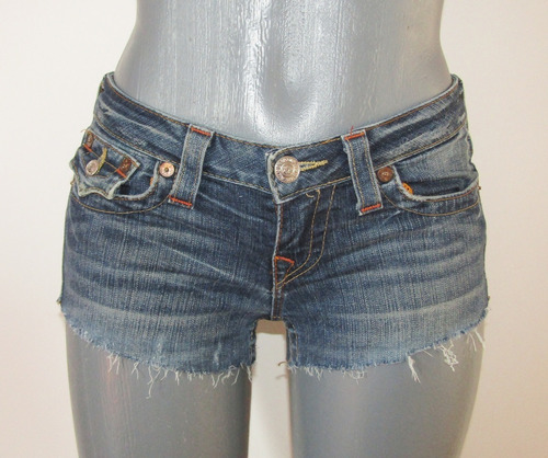 True Religion  Mini Short De Mezclilla Rasgado Talla 25