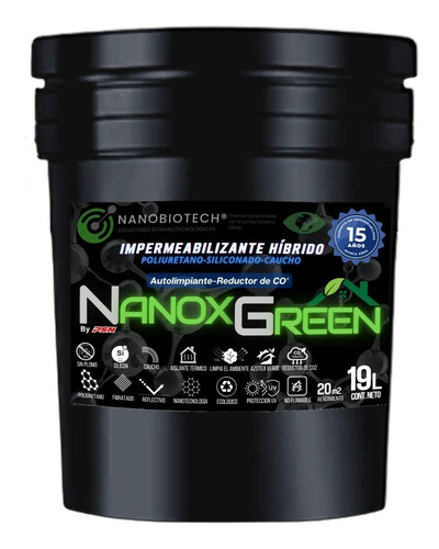 Impermeabilizante Híbrido Nanoxgreen 15 Años Blanco 19 Lts