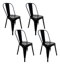 Comprar Set 4 Sillas Tolix Metálicas Vintage Industrial Brillante Estructura De La Silla Negro Asiento Negro