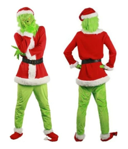 Guantes Con Máscara Completa De Navidad Fantasia Grinch, 7 U