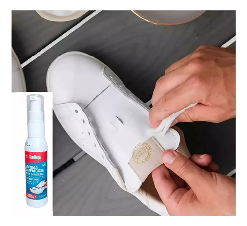 2 Limpia Zapatilla Espuma Cepillo Paño Limpia Calzado 100ml