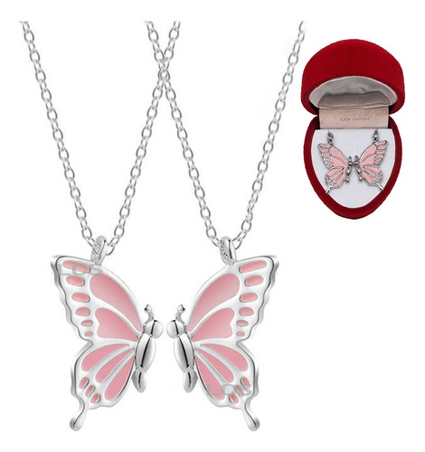 Collar Mariposas Doble Baño Oro 18k Con Estuche Regalo Pana