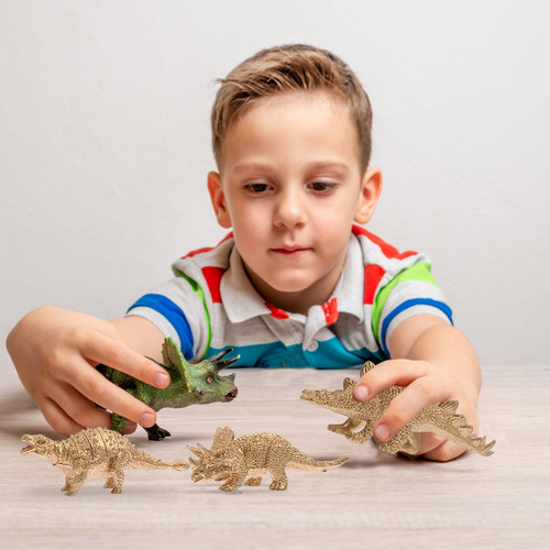 Ornamentos Dorados Modelo Dinosaurio Mini, 8 Unidades