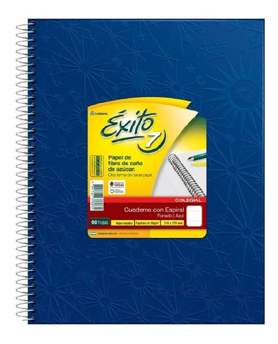 Cuaderno 21x27 Exito E7 Colegial Espiral Azul 60 Hj Rayado