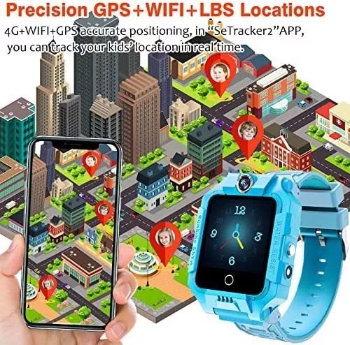 cjc Reloj inteligente 4G para niños con rastreador GPS y llamadas, reloj de  teléfono celular SOS de 2 vías, reloj con pantalla táctil, cumpleaños para