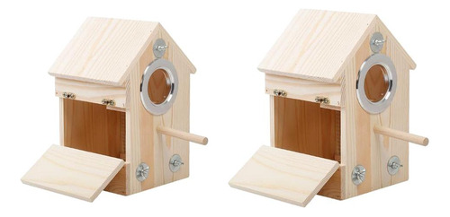 2pcs Parakeet Nest Box Bird House Budgie Wood Breeding Box