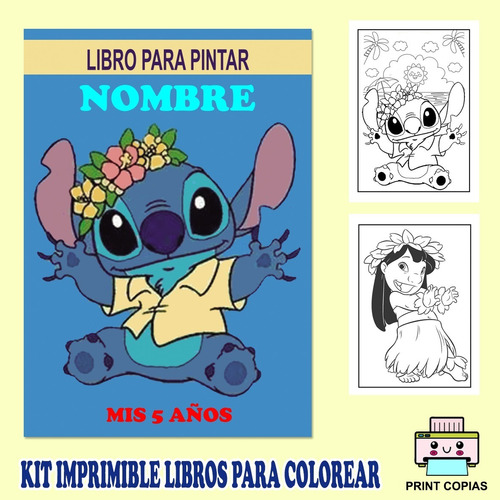 Kit Imprimible Librito Para Pintar Y Personalizar Stitch