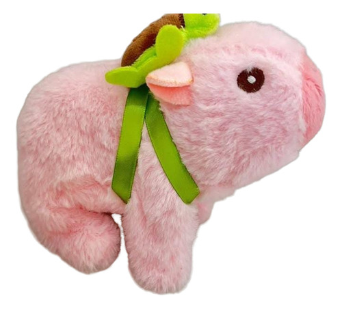 Capybara-carpincho Peluche A Pilas Camina Y Sonido Importado Rosa