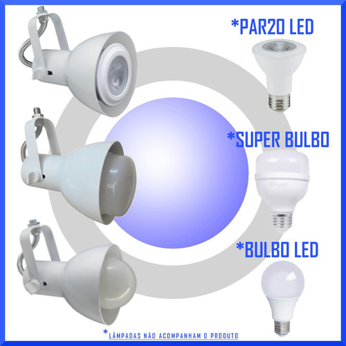 Imagem 3 de 7 de Spot Com Trilho P/ Lâmpada Comum Led Com 80 Cm