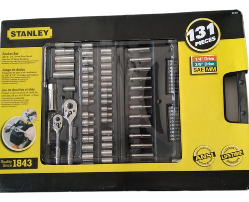 Juego Dados Cuadrantes 3/8/1/4 Marca Stanley Usa 131 Pzas