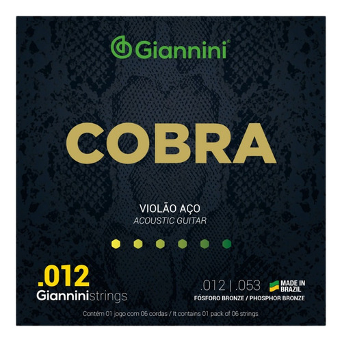 Encordoamento Giannini Cobra Para Violão Aço .012