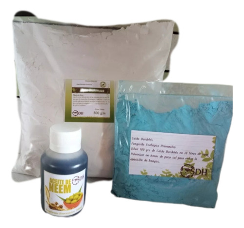 Aceite Neem 100ml + T. De Diatomeas+ C Bordelés+ Semillas