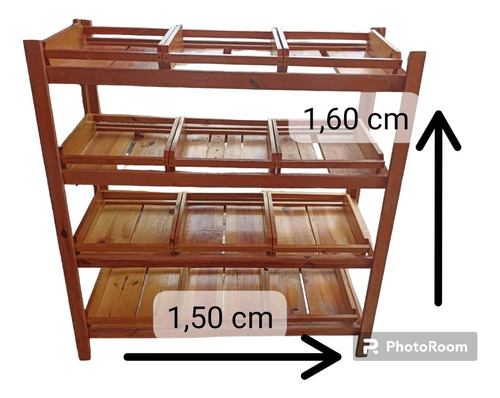 Estante De Madera De Pino Con 5 Niveles Cestas De Madera