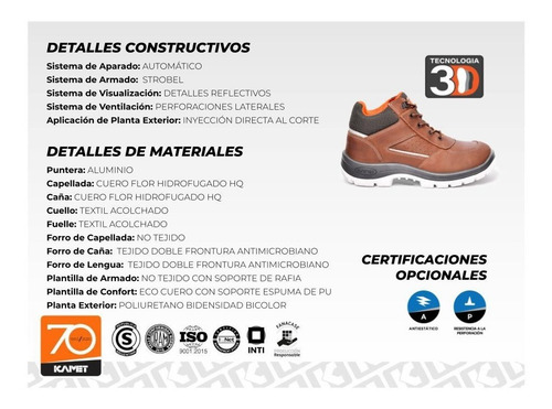 Imagen 6 de 9 de Calzado De Seguridad Kamet Botín Dager Air 3d P. Aluminio