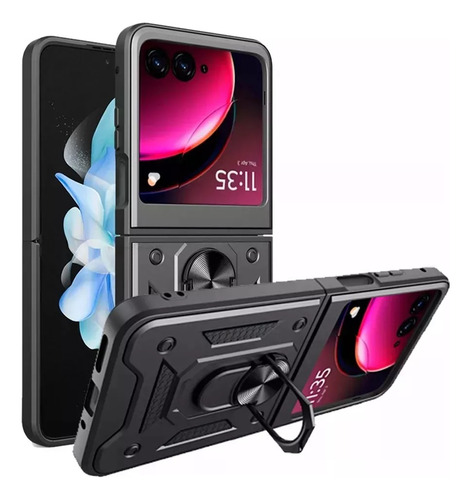 Funda Super Armor Alto Impacto Para Motorola Razr 50 Ultra Negro Lisa
