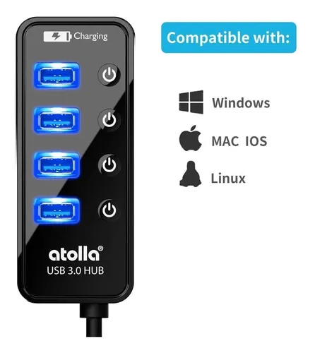 Hub Usb 3.0, Atolla, 4 Puertos, Supervelocidad, Usb 3, Hub S