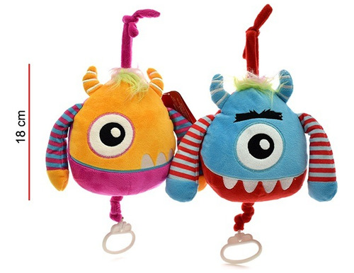 Imagen 3 de 5 de Peluche Cunero Musical Monstruitos 18cm - 2680 Phi Phi Toys
