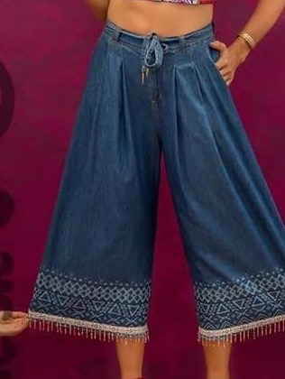 Llena De Gracia Jeans Culotte Palazzo Denim Chic Hippie Boho