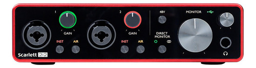 Interfaz De Audio Focusrite Scarlett 2i2 Roja 3.ª  Gen