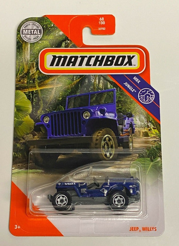 2020 Matchbox Mbx Jungle #68/100 Jeep Willys Blue Nip