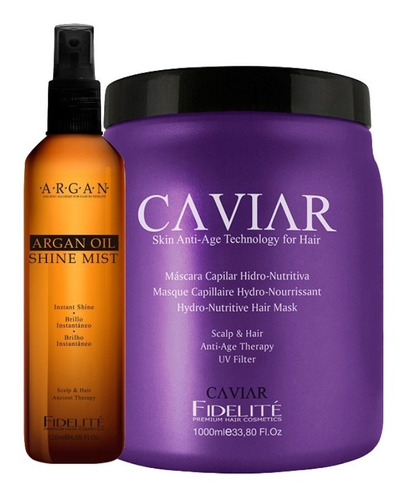 Mascara Hidro-nutritiva Caviar + Brillo Argan Oil Fidelite 