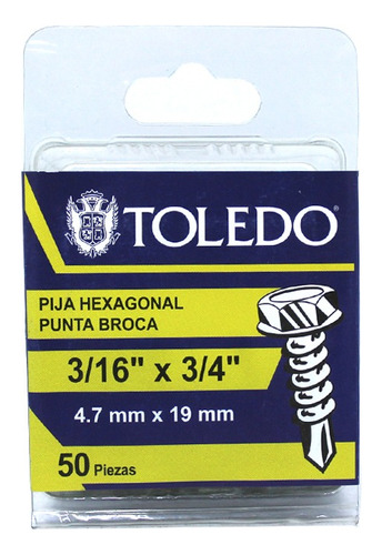 Pija Hexagonal Punta Broca #10 X 3/4 50pz Toledo