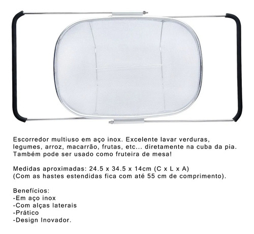 Escurridor Multiusos, Colador Grande Para Fregadero, Mango E