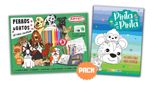 Pack Maleta Artel Perros Y Gatos  + Libro Pinta A Tu Pinta